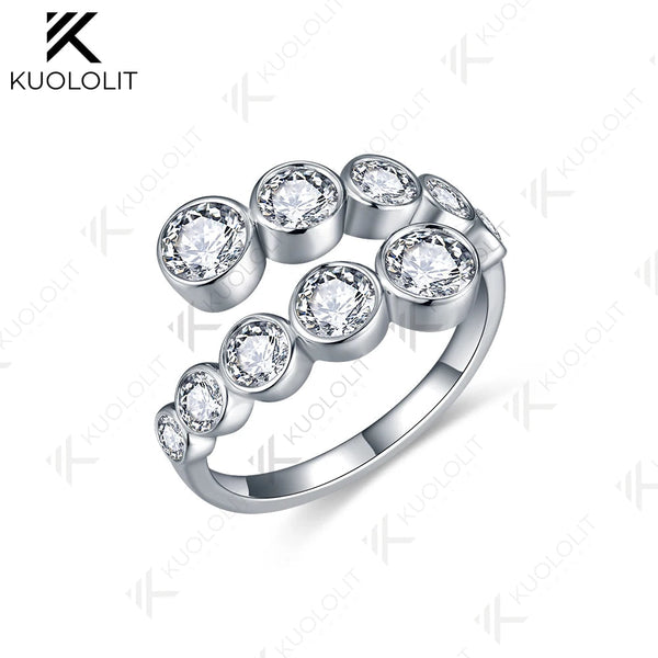 Kuololit 2.2CTW Lab Grown Diamonds Ring for Women Men Solid 14K 10K 585 White Gold Bezel Set Wedding Band for Christmas Gifts