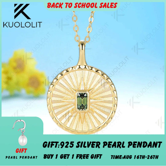 Kuololit 0.4CT Emerald Cut Cyan Moissanite Necklace for Women Solid 14K 10K 925 Sliver Yellow Gold Necklace Christmas Gift Party