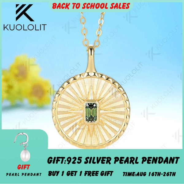 Kuololit 0.4CT Emerald Cut Cyan Moissanite Necklace for Women Solid 14K 10K 925 Sliver Yellow Gold Necklace Christmas Gift Party