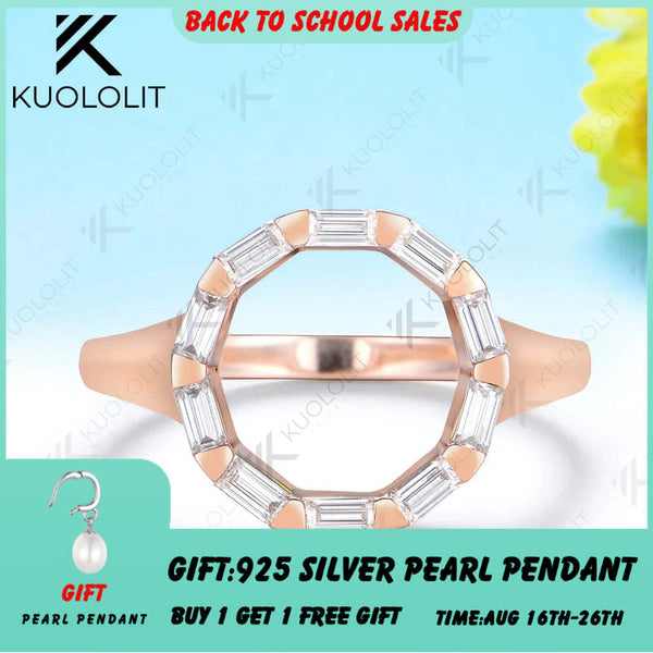 Kuololit 1CTW Moissanite Band Custom Ring for Women Solid 14K 10K Rose Circle Gold Ring for Anniversary Christmas Gifts Party
