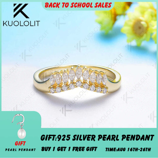 Kuololit 0,6 Karat Marquise-Moissanit-Ring für Damen und Herren, massives 18-, 14- und 10-karätiges Gold, Ehering für Jahrestag, Verlobung oder Feier 