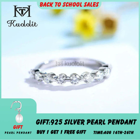 Kuololit 0.54CT Lab Diamonds Solid 18K 14K White Gold Bubble Ring for Women DEF VS Diamonds Matching Band for Engagement  Fine
