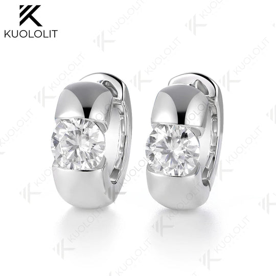 Kuololit 2CTW IGI Lab Grown Diamonds Custom Hoop Earrings for Women Solid 14K 10K Yellow Gold Engagement Ring for Christmas Gift