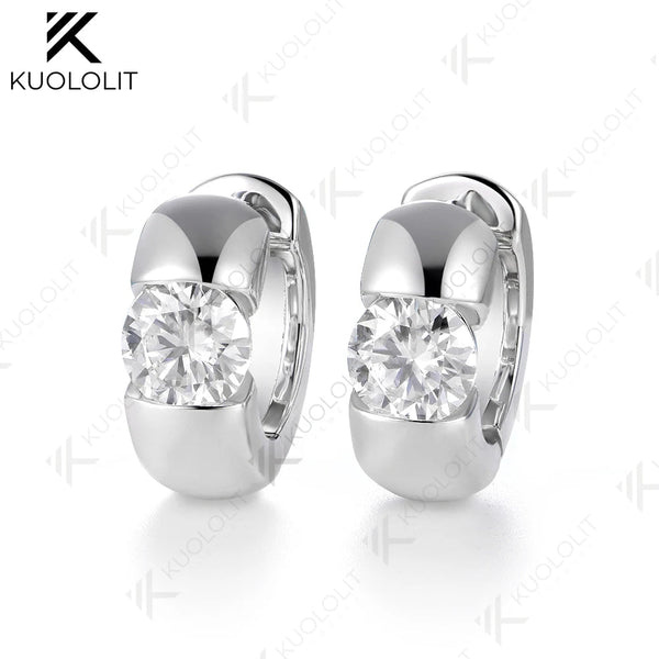 Kuololit 2CTW IGI Lab Grown Diamonds Custom Hoop Earrings for Women Solid 14K 10K Yellow Gold Engagement Ring for Christmas Gift