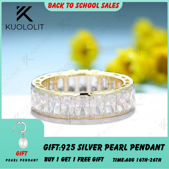 Kuololit 8.8CTW Radiant Moissanite Rings for Men Women Solid 14K 10K Silver Yellow Gold Wedding Band for Anniversary Christmas
