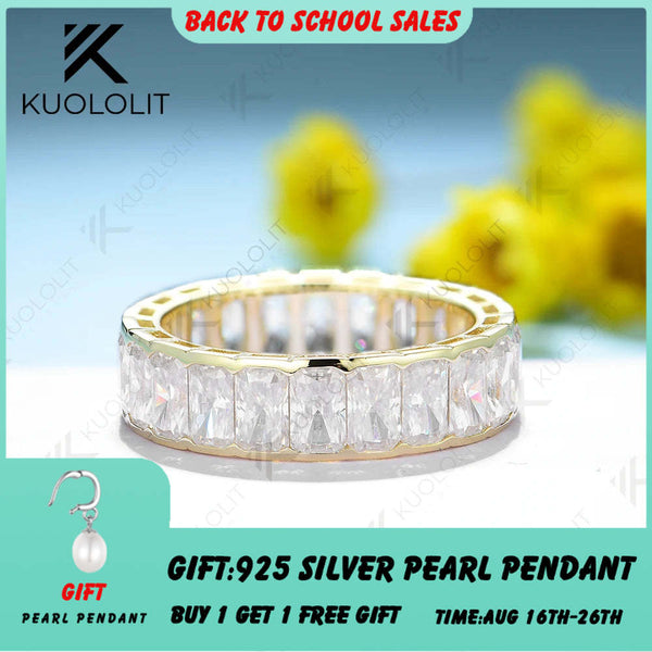 Kuololit 8,8 Karat strahlender Moissanit-Ring für Damen und Herren, massives 14K/10K Silber/Gelbgold, Ehering für Jahrestag/Weihnachten 