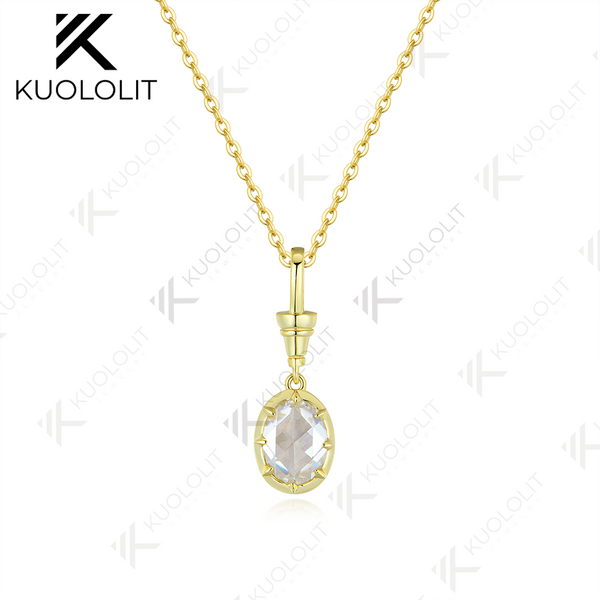Kuololit 1.5CT Rose Cut Moissanite Lab Grown Alexandrite Necklace for Women  925 Silver Sterling Oval Cut Gemstone Pendant for Christmas Gifts Party