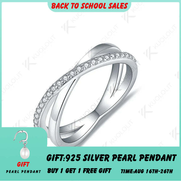 Kuololit Diamant-Kreuzring für Damen, massiv, 14K/10K, 585/925 Silber/Weißgold, Verlobungsring, Weihnachtsring 