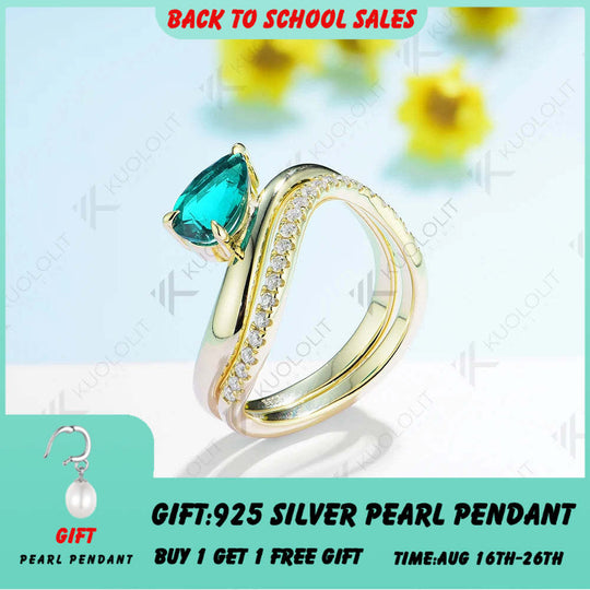 Kuololit 1,5 Karat Labor-Smaragd und Moissanit Set Ringe für Damen und Herren, massiver 14K 10K Goldring, perfektes Geschenk zum Jahrestag oder zur Verlobung 