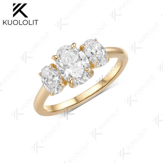Kuololit 2.2CTW IGI Lab Grown Diamonds Custom Ring for Women Solid 14K 10K Yellow Gold Ring for Anniversary Christmas Gifts