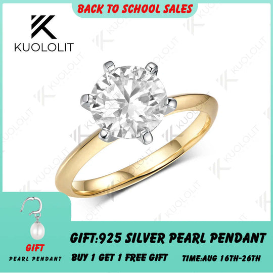 Kuololit 1.5CT IGI Lab Grown Diamonds Cutom Ring for Women Solid 14K 10K Yellow Gold Ring for Anniversary Christmas Gifts Party