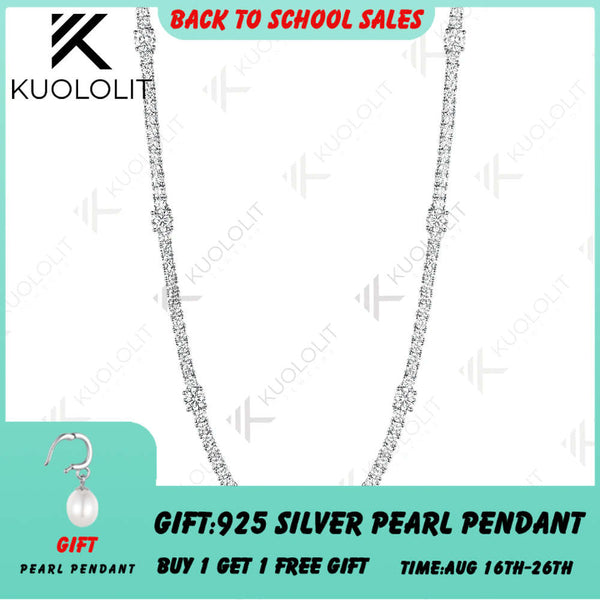 Kuololit 9CTW Lab Grown Diamonds 4 Prong Custom Necklace for Women 14K 10K Gold  for Anniversary Engagement Christmas Gifts