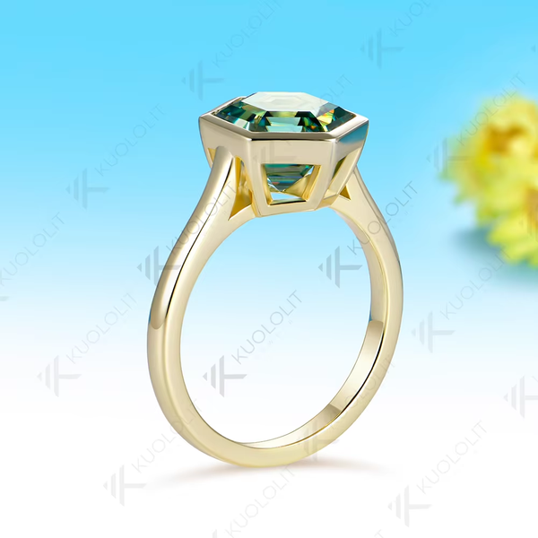 Kuololit 4CT Moissanite Custom Ring for Women Solid 14K 10K 585 Yellow Gold Hexagon Cut Engagement Ring for Christmas Gifts
