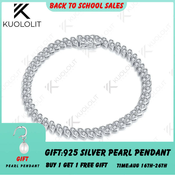 Kuololit 3CTW Lab Grown Diamond Bracelets for Women Men Soild 585 10K 14K Silver Yellow Gold for Engagement Wedding Christmas