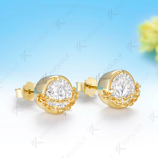 Kuololit 2.4CTW Cyan Moissanite Jubilee Cut Earrings for Women Solid 14K 10K 585 Yellow Gold Custom Earrings for Christmas Gifts