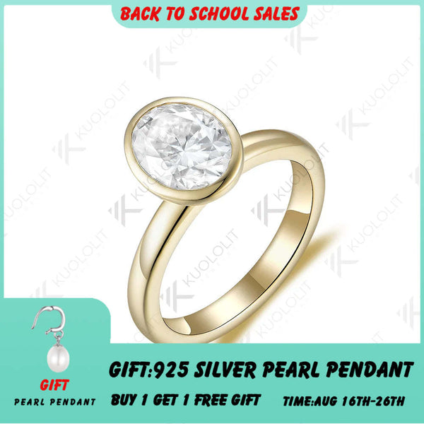 Kuololit 2-Karat-Moissanit-Ring für Damen, massives 14K/10K/585 Weißgold, 925 Silberfassung, ideal für Verlobung, Hochzeit oder Weihnachten 
