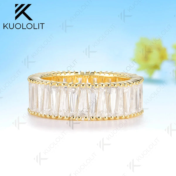 Kuololit 6CTW Moissanite Ring for Men Women Solid 14K 10K 585 Yellow Gold Wedding Band for Anniversary Christmas Gifts Party