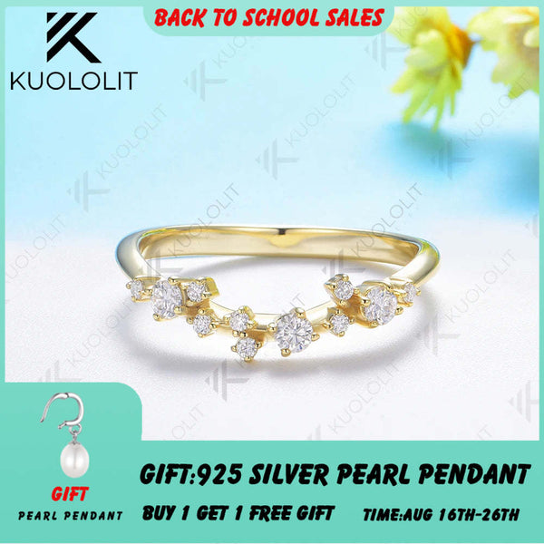 Kuololit 0,32 Karat Moissanit V-Ring für Damen, massiver 18K/14K/10K Goldring, ideales Geschenk zum Jahrestag, zur Verlobung, zu Partys oder Weihnachten 