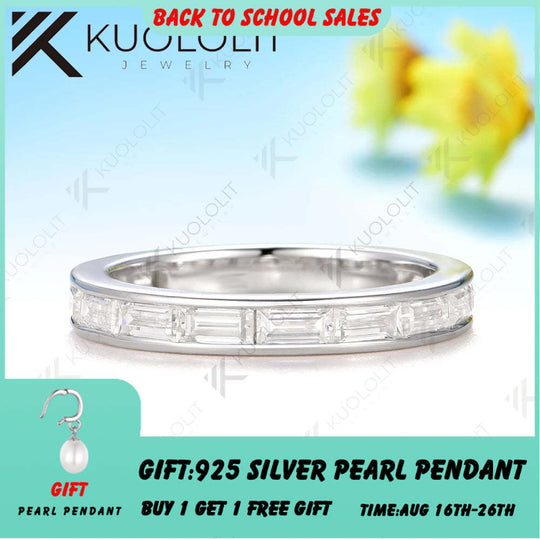 Kuololit 2.4CTW Moissanite Wedding Band Ring for Women Solid 14K 10K 585 White Gold Wedding Band for Christmas Gift Party Engagement Classic