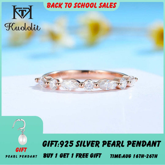 Kuololit Bubble Ring 14K 10K 585 Roségold für Damen, Marquise-Moissanit-Ring, passender Verlobungsring für Partys 