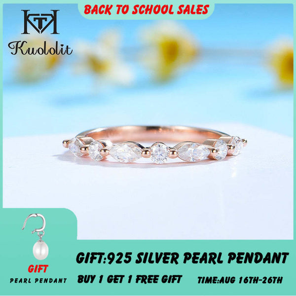 Kuololit Bubble Ring 14K 10K 585 Roségold für Damen, Marquise-Moissanit-Ring, passender Verlobungsring für Partys 