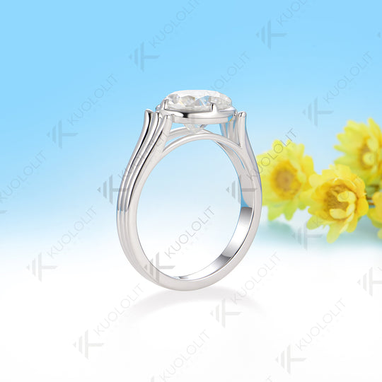 Kuololit 2CT Oval Champagne or D-Color Moissanite Engagement Ring for Women Solid 14K 10K 585 Yellow Gold Oval Cut  Ring for Christmas Gift Party