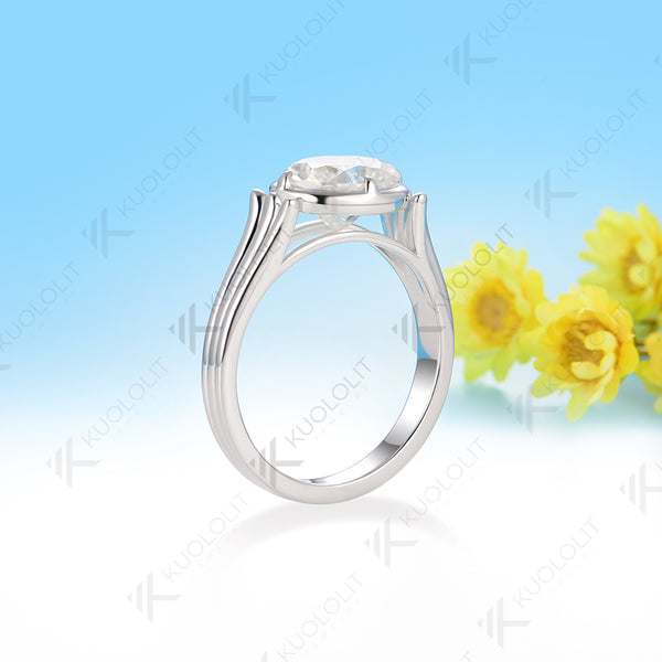 Kuololit 2CT Oval Champagne or D-Color Moissanite Engagement Ring for Women Solid 14K 10K 585 Yellow Gold Oval Cut  Ring for Christmas Gift Party