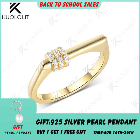 Kuololit 0.11CTW Lab Grown Diamonds Band Rings for Women Solid 14K 10K 585 Yellow Gold Wedding Ring for Christmas Gifts Party