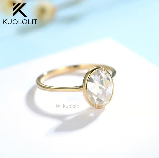 Kuololit Rose Cut Moissanite 750 18K 14K 10K Rose Gold Rings for Women Luxury ring for Engagement Anniversary Party Fine Jewelry