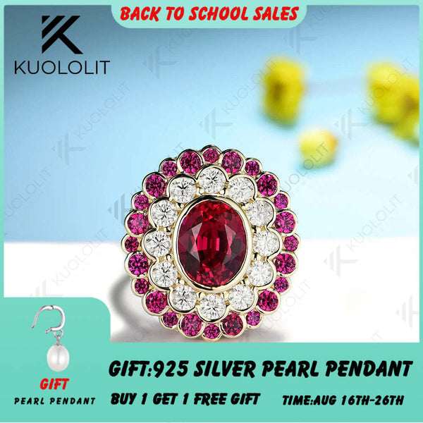 Kuololit 3CT Labor-Rubin mit Moissanit-Ring für Damen, Oliv 14K 10K 585 Weißgold Silber, geeignet für Verlobung, Hochzeit und Weihnachten 