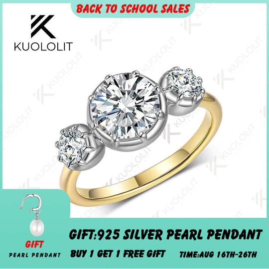 Kuololit 2,0 Karat IGI-zertifizierter Labordiamantring für Damen, massiver zweifarbiger Ring aus 18K, 14K und 10K Gelbgold – ideal als Geschenk zum Jahrestag oder zur Verlobung. 