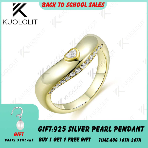 Kuololit Verlobungsringe mit herzförmigen, im Labor gezüchteten Diamanten für Damen, massive 18K/14K/10K Gelbgold-Eheringe für festliche Anlässe und als Weihnachtsgeschenk 