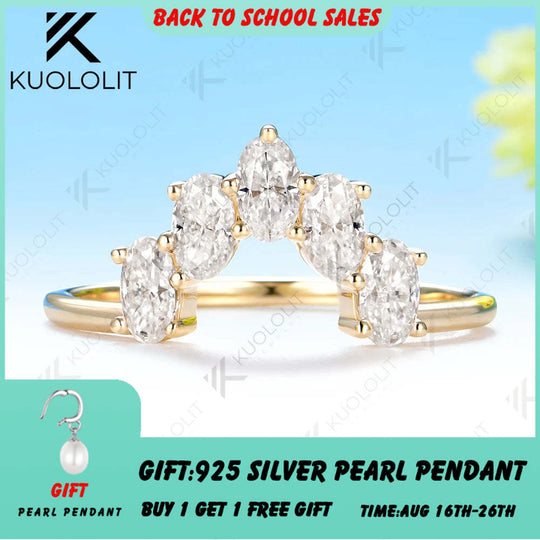 Kuololit 1.5CTW Oval Cut Moissanite Ring for Women Solid 14K 10K Yellow Gold Ring for Anniversary Christmas Gifts Party Custom