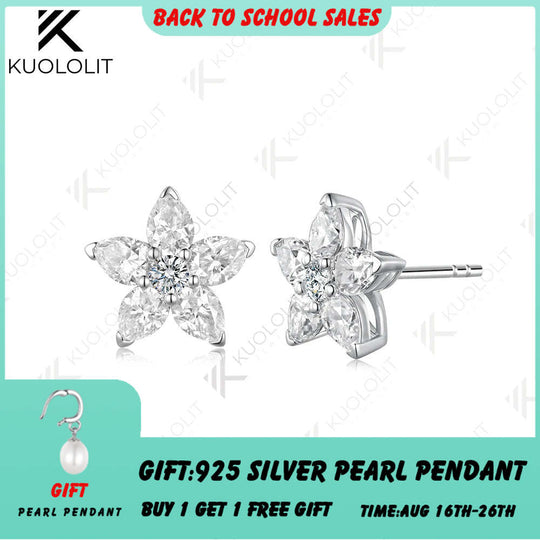 Kuololit 3.1CTW Lab Grown Diamonds Stud Earrings for Women Solid14K 10K 585 White Gold Earrings for Christmas Gift Engagement