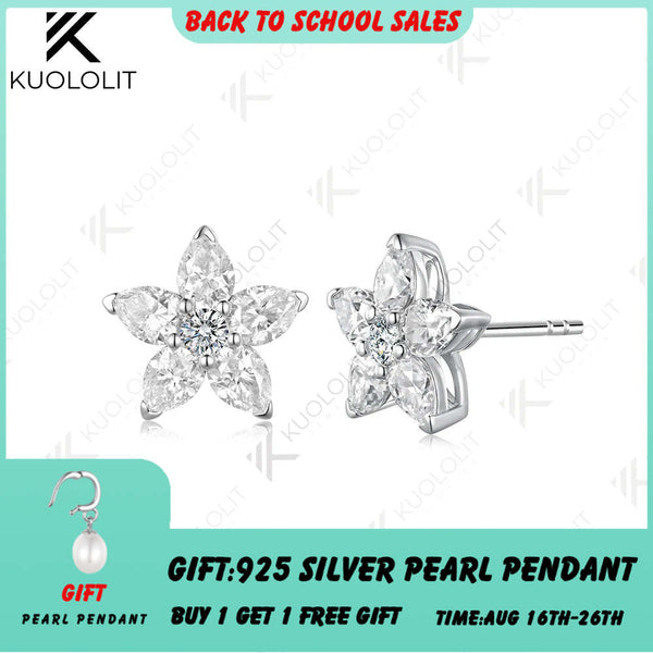 Kuololit 3.1CTW Lab Grown Diamonds Stud Earrings for Women Solid14K 10K 585 White Gold Earrings for Christmas Gift Engagement