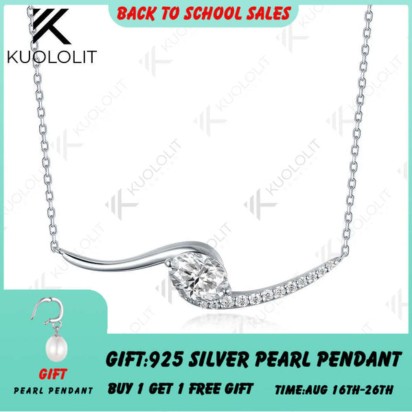 Kuololit 1,5 Karat Moissanit-Halskette für Damen, massiver ovaler Anhänger aus 10K, 14K, 18K und 925er Silber mit Kette, ideal als Verlobungs- oder Weihnachtsgeschenk 