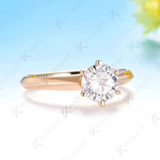 Kuololit 1CT Moissanite Custom Engagement Ring for Women Solid 14K 10K 585 Rose Gold Ring for Christmas Gifts Party Jewelry