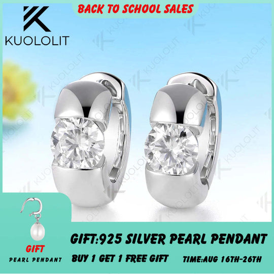 Kuololit 2CTW Moissanite Custom Hoop Earrings for Women Solid 10K 14K 585 Gold Hoop Earrings for Christmas Gifts Engagement