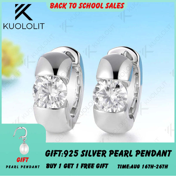 Kuololit 2CTW Moissanite Custom Hoop Earrings for Women Solid 10K 14K 585 Gold Hoop Earrings for Christmas Gifts Engagement