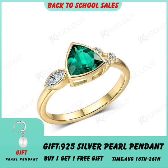 Kuololit 1,2 Karat Labor-Smaragd-Quallenring für Damen, massives 18K, 14K, 10K, 585 Gelbgold, Moissanit-Ring – ideales Weihnachtsgeschenk 