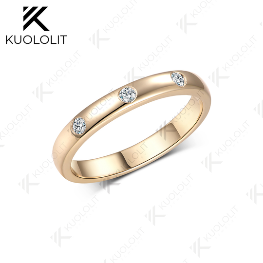 Kuololit 0.1CTW Lab Grown Diamonds Ring for Women Men Solid14K 10K 585 White Gold Weeding Band Ring for Christmas Gift Party