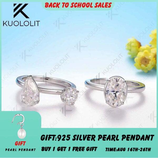 Kuololit 6,5 Karat Moissanit DVVS1 Ringe für Damen, massives 14-karätiges 585-Gold-Set, ideal als Verlobungs-, Jahrestags- oder Weihnachtsgeschenk 