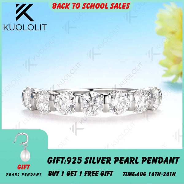 Kuololit 2.1CTW Moissanite Rings for Women Solid 18K 14K 10K 585 White Gold for Wedding Band Ring Engagement Christmas Gifts