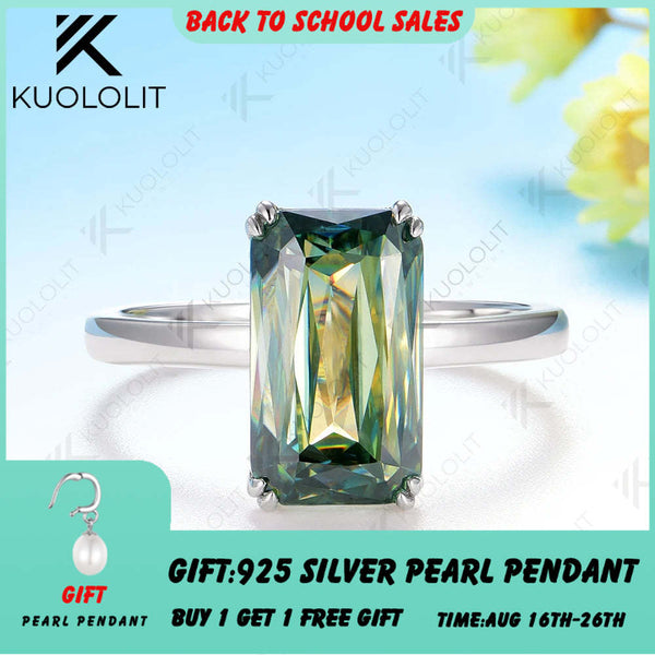 Kuololit 5CT Criss Cut Cyan Moissanite for Women Solid 14K 10K 585 White Gold  Engagement Ring for Christmas Anniversary Gifts