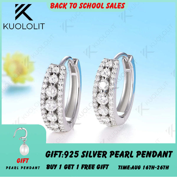 Kuololit 1CTW Moissanite Custom Hoop Earrings for Women Solid 14K 10K Yellow Gold for Christmas Gifts Party Engagement Jewelry