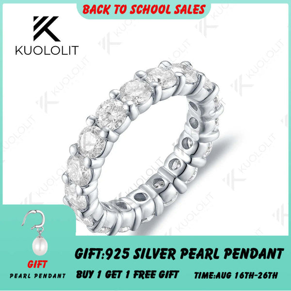 Kuololit 5.4ctw Lab Grown Diamond Band Solid 14K 10K White Gold Moissanite Ring for Women Matching Eternity Engagement Christmas