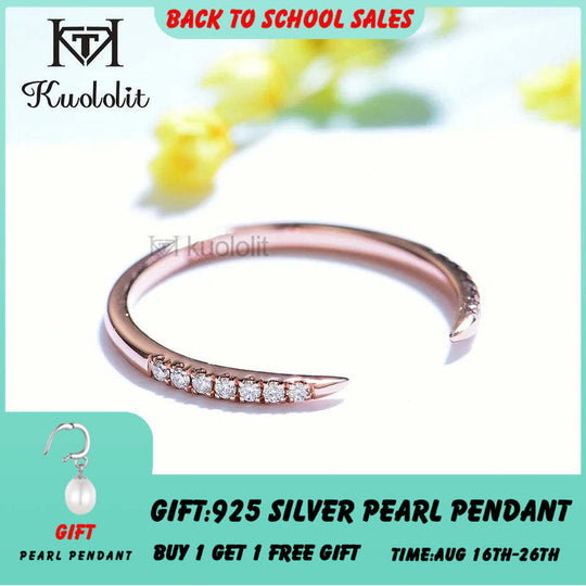 Kuololit AU750 18K 14K Roségold Moissanit Ring für Damen Solitär passender Verlobungsring mit Diamanten im V-Band Weihnachten 2022 