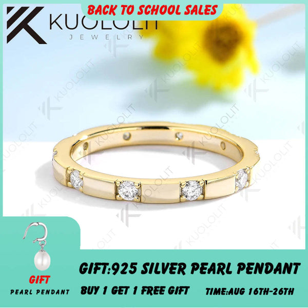 Kuololit 0.3ctw Moissanite Band for Men Women Solid 18K 14K 10K Gold Yellow Gold Engagement Ring for Christmas Gifts Anniversary