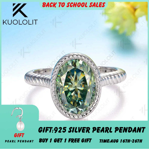 Kuololit 3.5CT Oval Cut Cyan Moissanite Engagement Ring for Women Soild 10K 14K 585 Yellow Gold Bezel Oval Ring  for  Christmas Gifts Party
