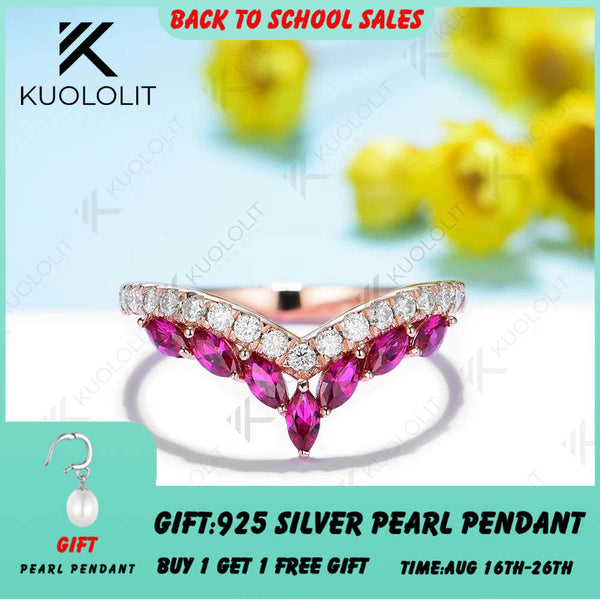 Kuololit 1CTW Labor-Rubin- und Moissanit-Ring für Damen und Herren, massiver 14K/10K Silber-Gelbgold-Ring, ideal für Hochzeit und Weihnachten 
